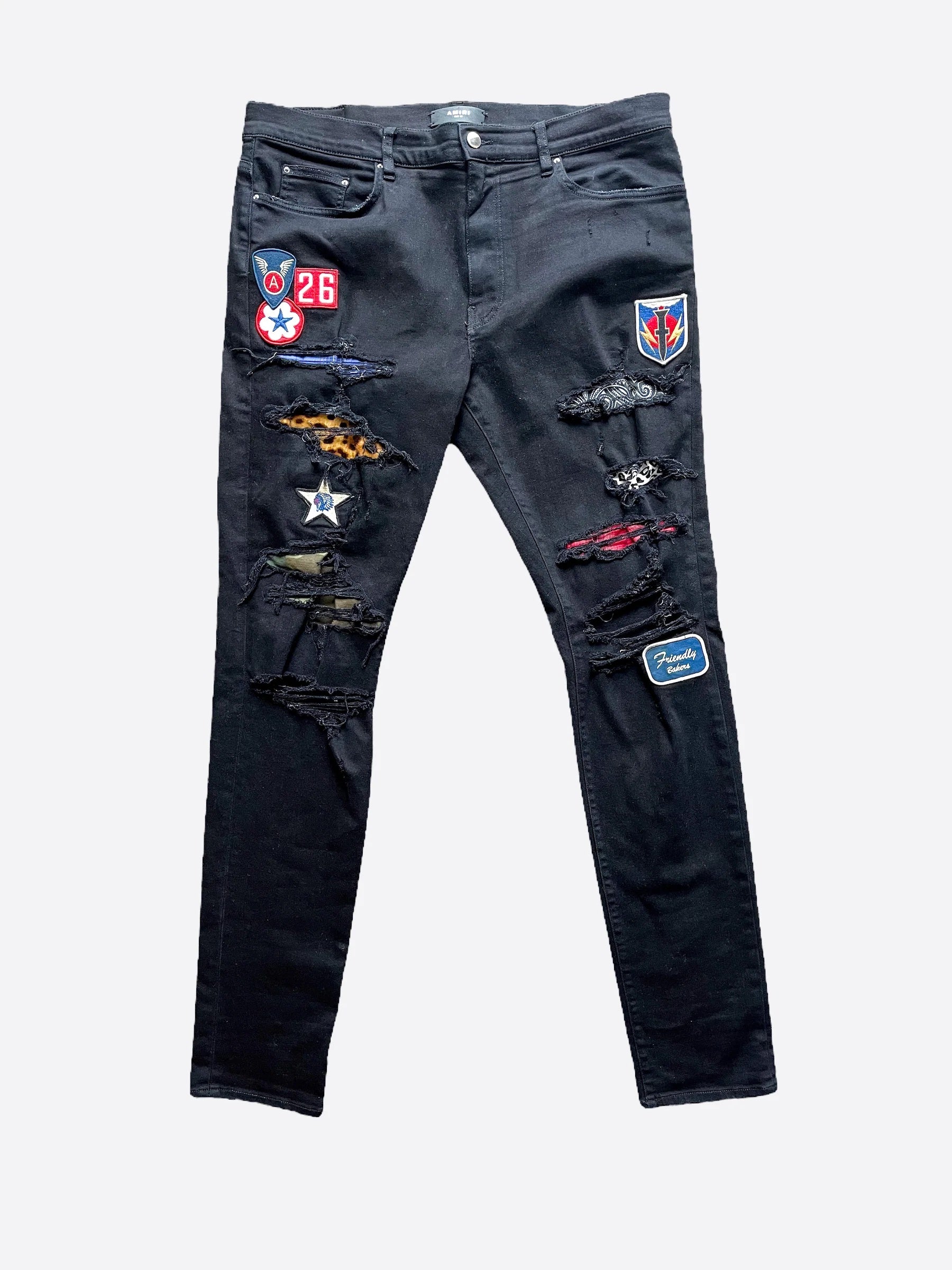 AMIRI ART PATCH DISTRESSED DENIM – Caroline's Fashion Luxuries