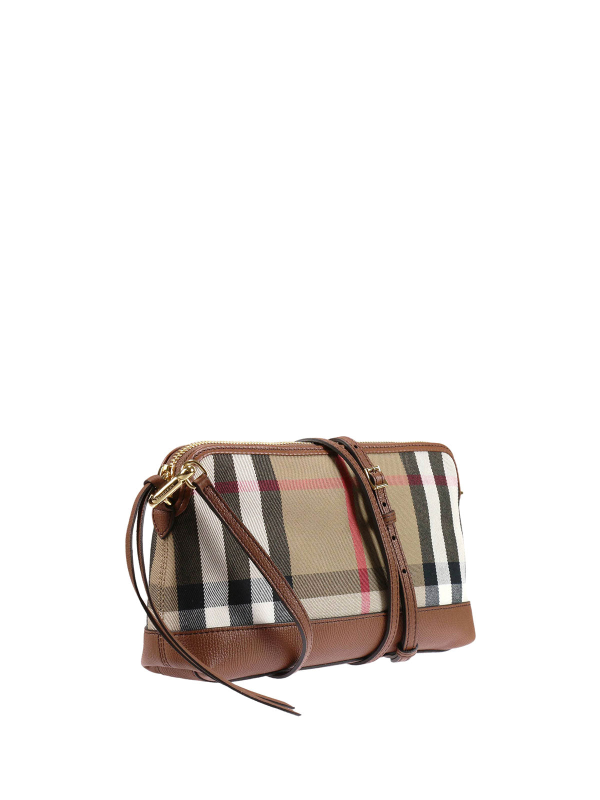 NEW Burberry Abingdon House Check Brown Leather Derby Crossbody Shoulder Bag