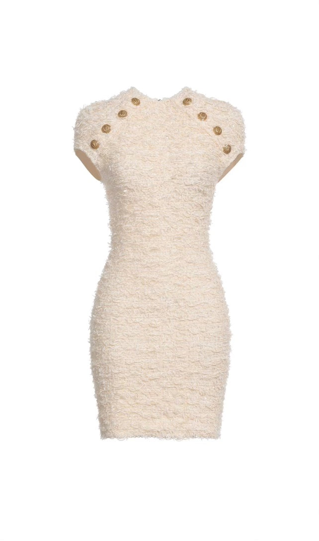 BALMAIN SEQUIN EMBELLISHED TWEED SLEEVELESS DRESS – Caroline's Fashion  Luxuries