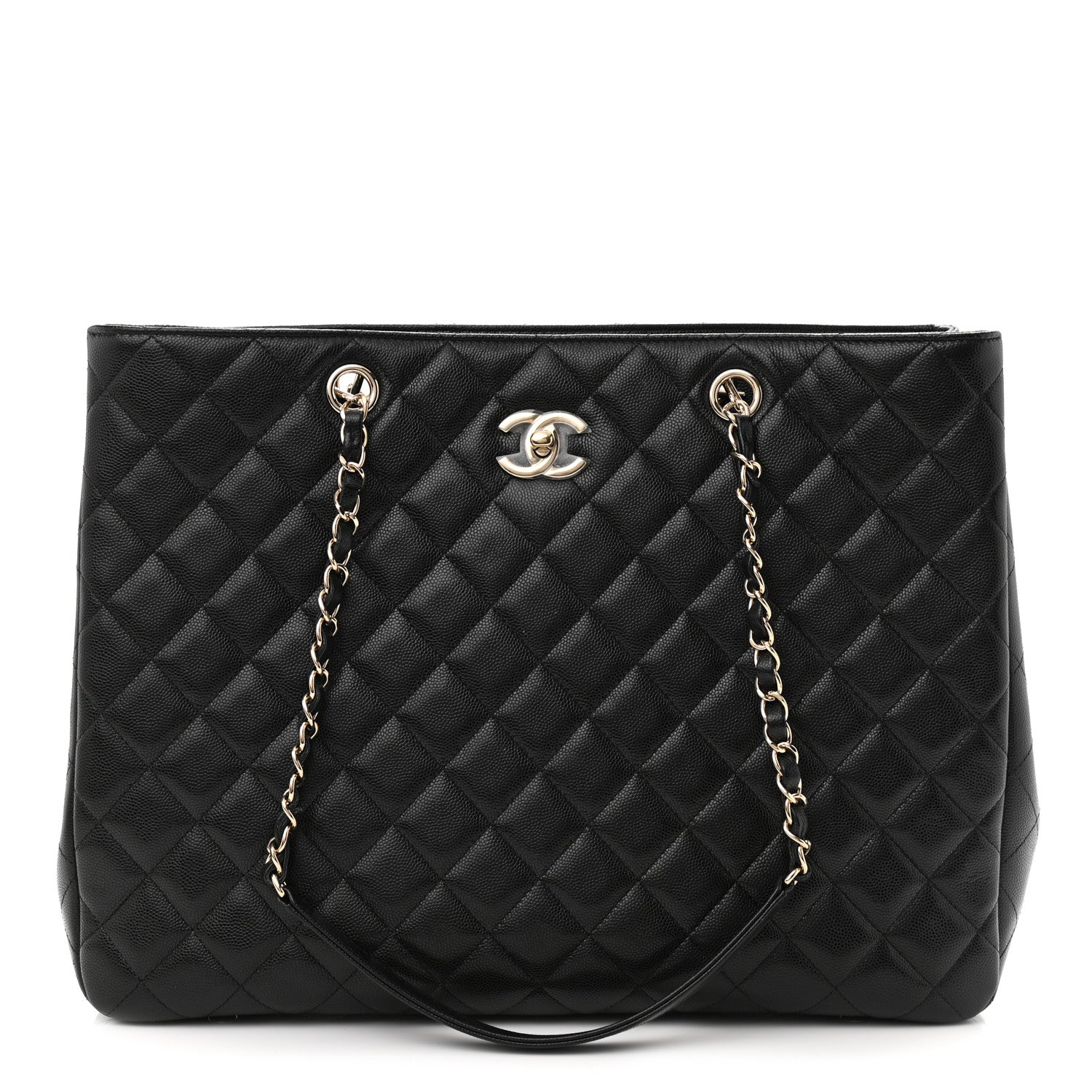 Chanel Black Caviar Leather Large Shopping Tote