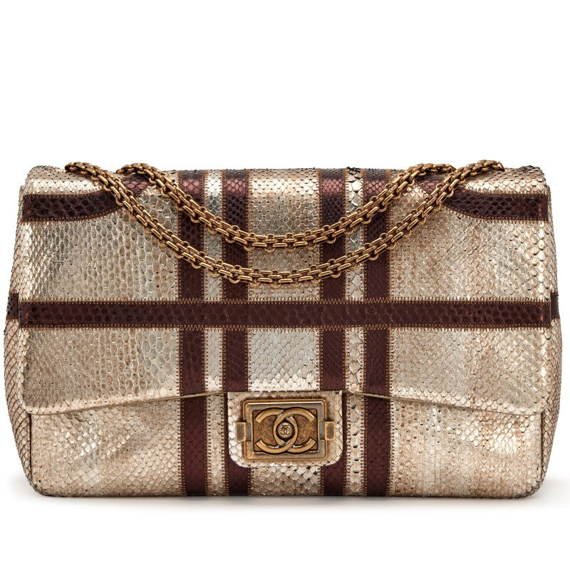 CHANEL PARIS-BOMBAY METALLIC PYTHON LARGE CLASSIC SINGLE FLAP BAG ...