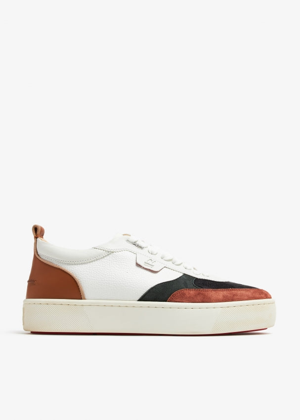 CHRISTIAN LOUBOUTIN HAPPYRUI LEATHER & SUEDE SNEAKERS