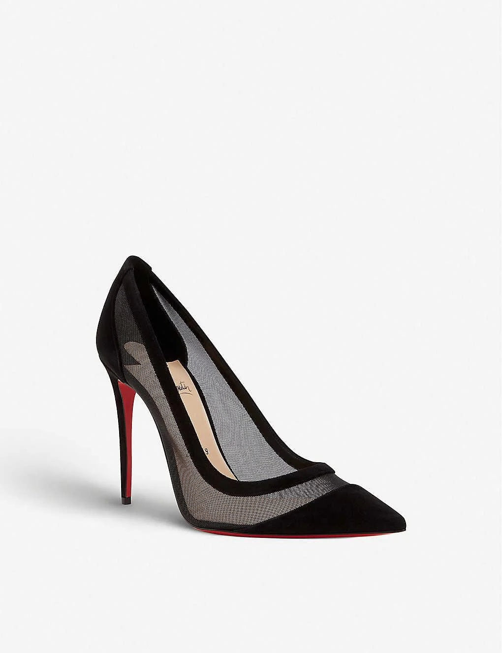 CHRISTIAN LOUBOUTIN GALATIVI 100 SUEDE MESH PUMPS – Caroline's