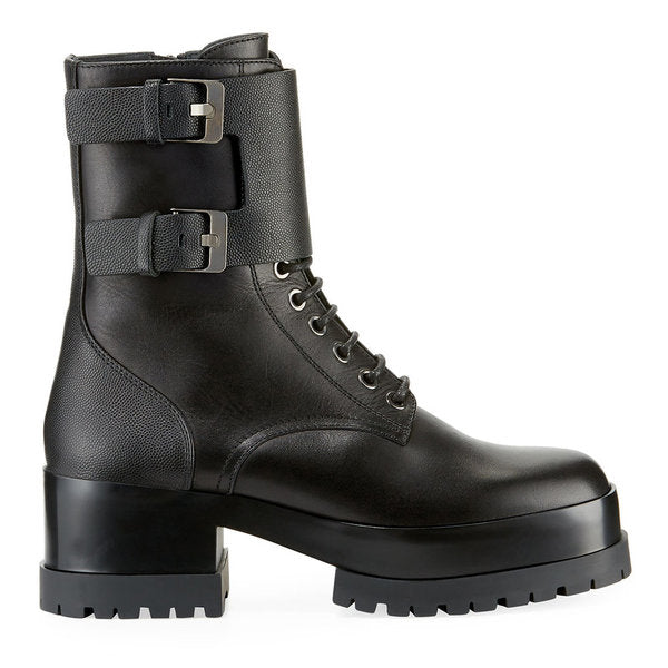 ROBERT CLERGERIE WILLY ROUND TOE PLATFORM COMBAT BOOTS