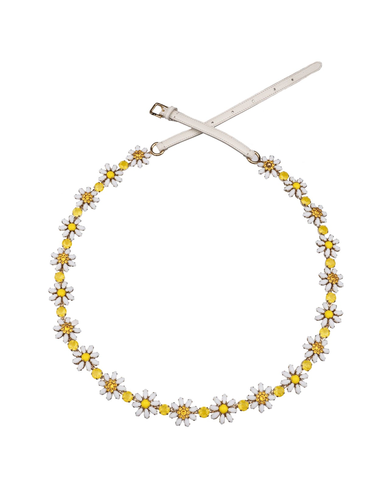 DOLCE & GABBANA DAISY CRYSTAL CHAIN LEATHER BELT  display picture 2