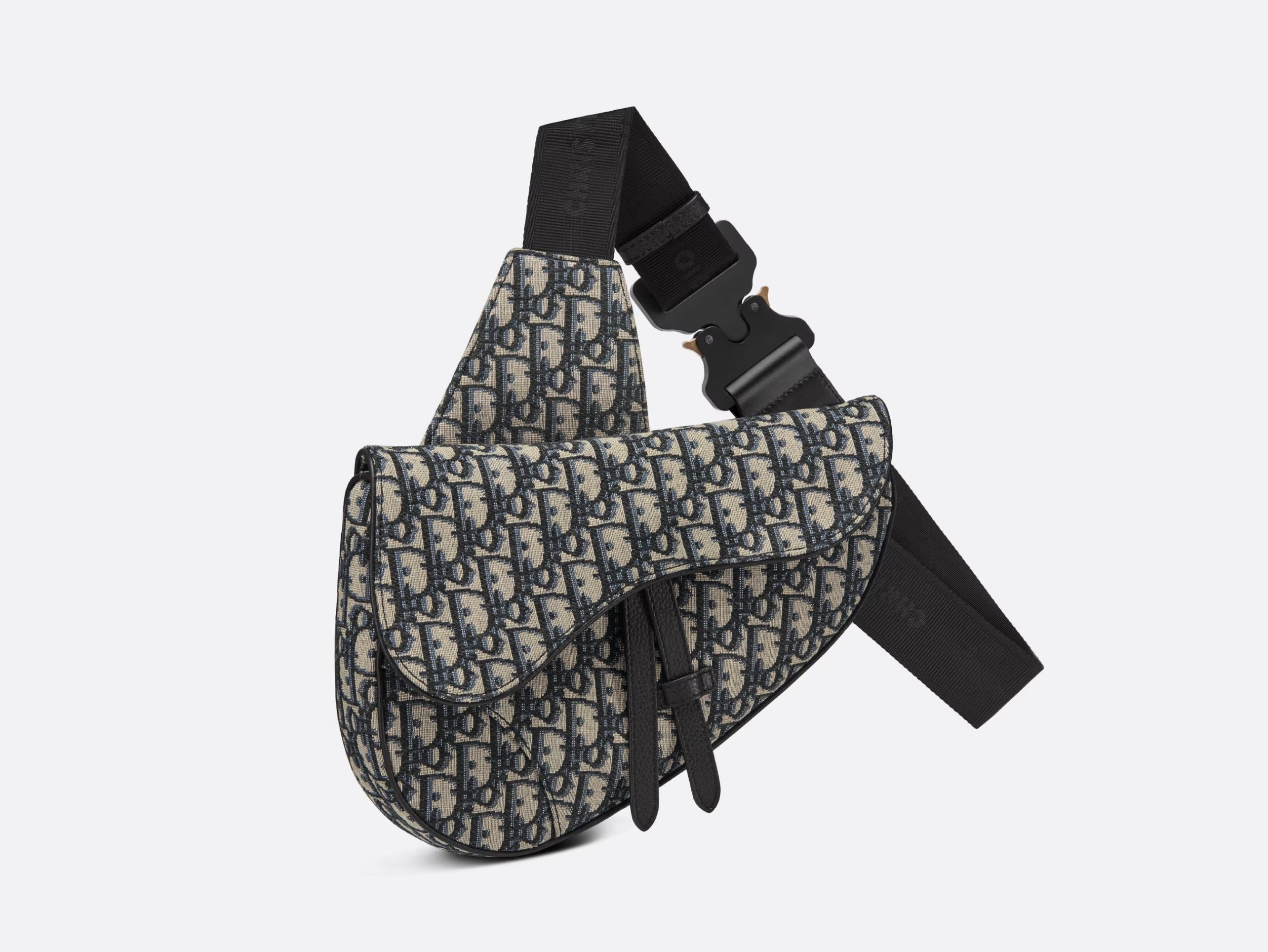 Essentials Oblique Embroidery Saddle Bag