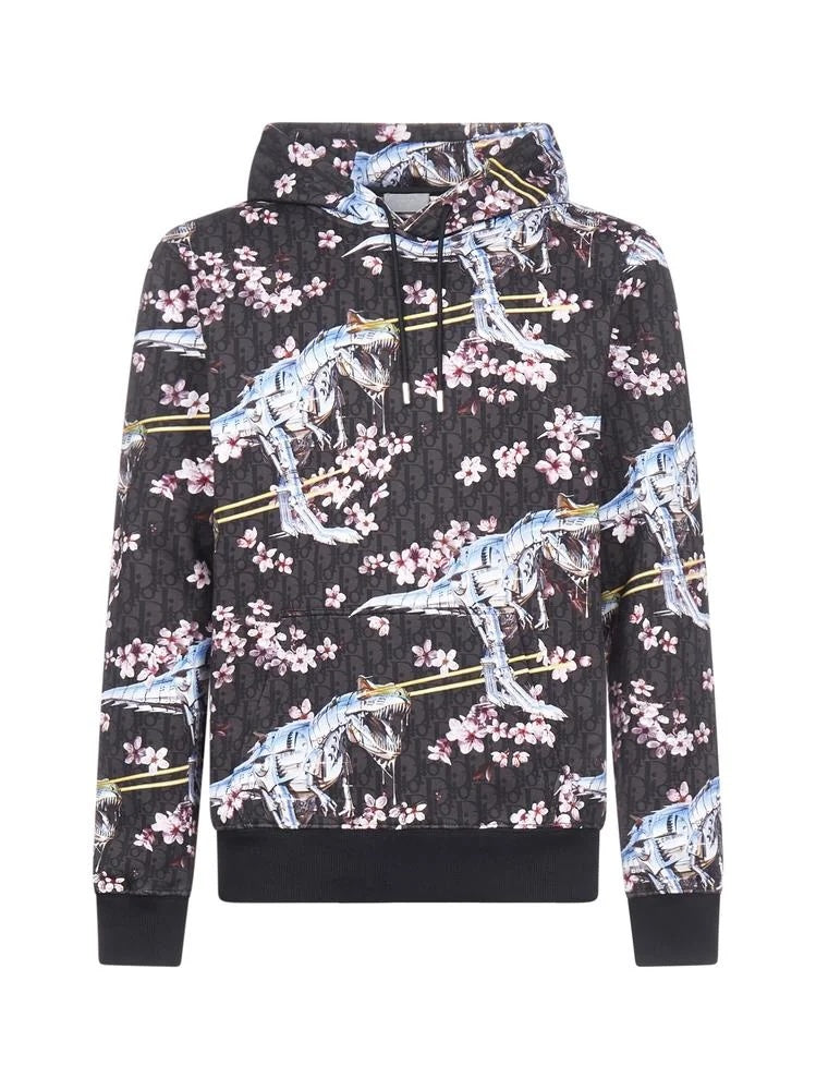 DIOR HOMME X SORAYAMA FLORAL DINOSAUR PRINT OBLIQUE HOODIE