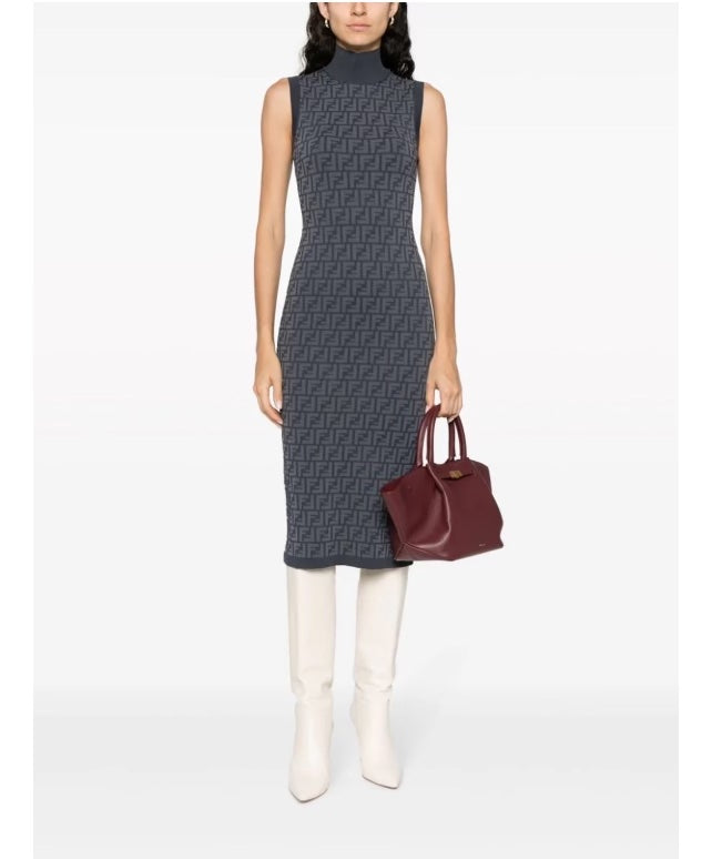 FENDI FF INTARSIA RIBBED KNIT JACQUARD MIDI DRESS – Caroline's
