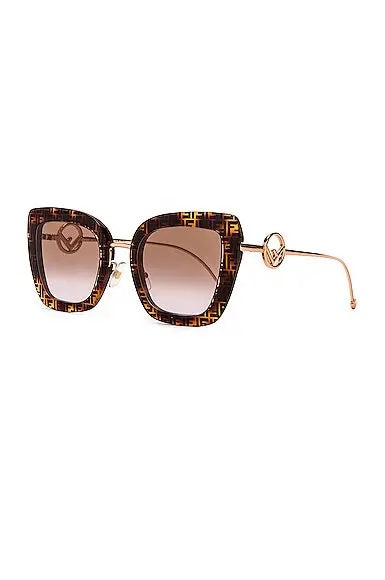 FENDI FF LOGO SQUARE CAT-EYE SUNGLASSES FF-0424/F/S HAVANA  display picture 2