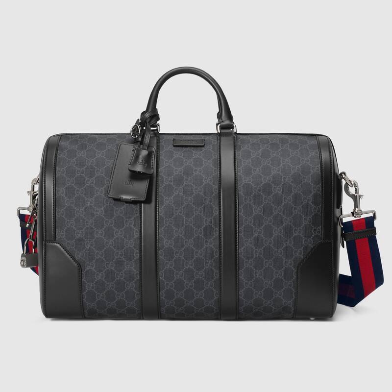 Black GG-logo coated-canvas duffel bag, Gucci