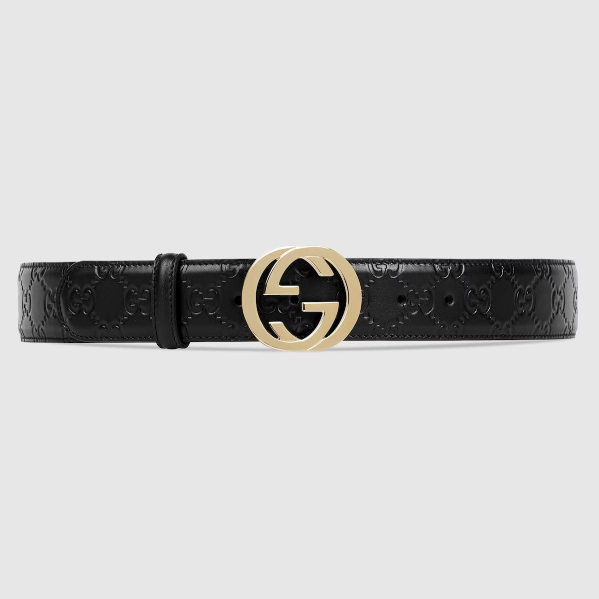 Gucci Guccissima Black Leather Interlocking G Buckle Belt Gucci