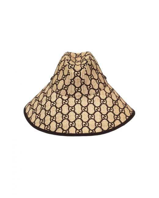 GUCCI RAFFIA ELAPHE GG MONOGRAM EMBROIDERED WIDE BRIM HAT  display picture 2
