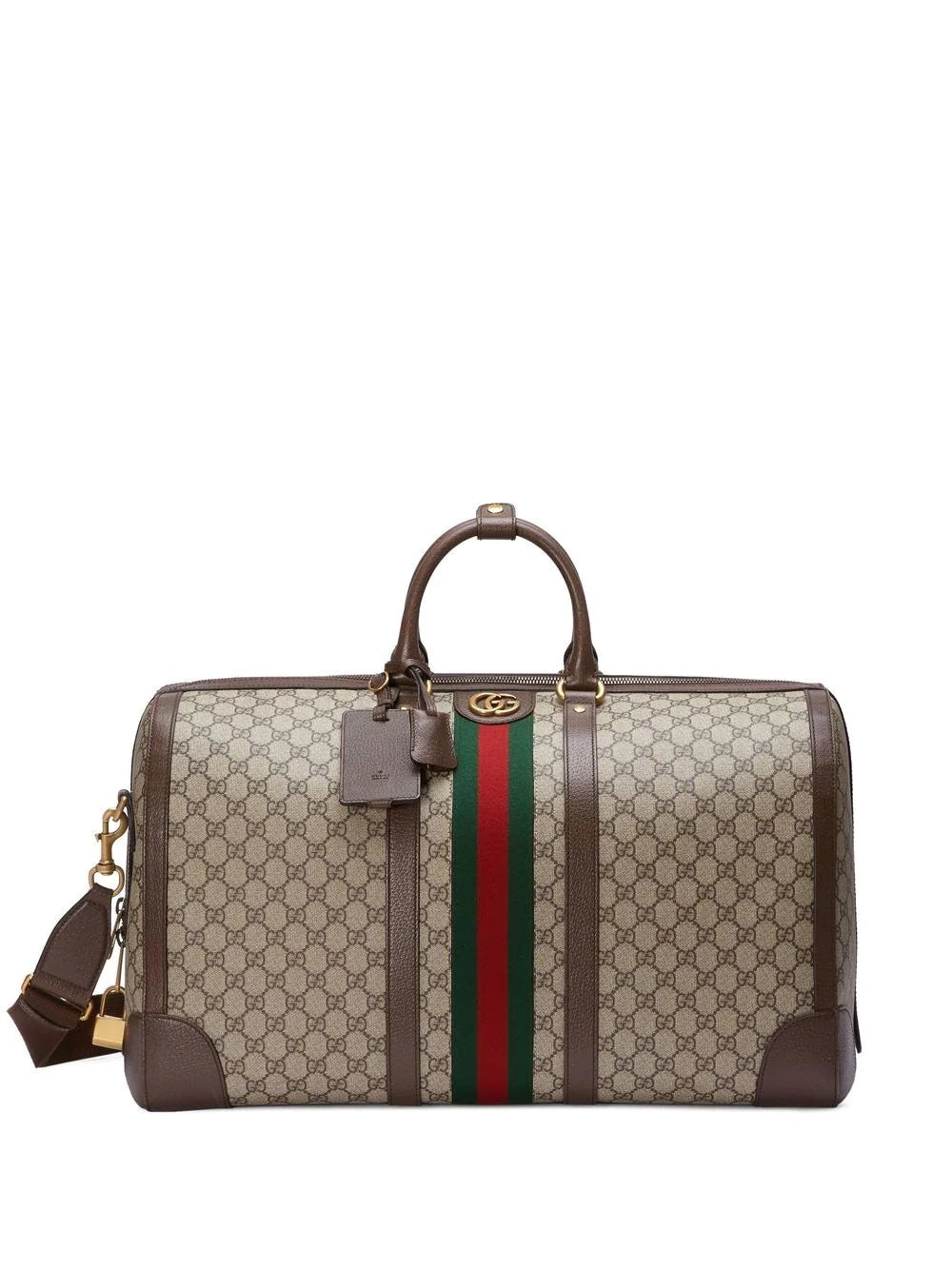 Gucci Savoy large duffle bag in beige and ebony Supreme