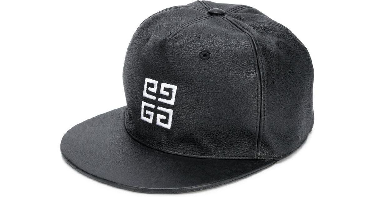 GIVENCHY 4G LOGO EMBROIDERED CALFSKIN LEATHER BASEBALL CAP 
