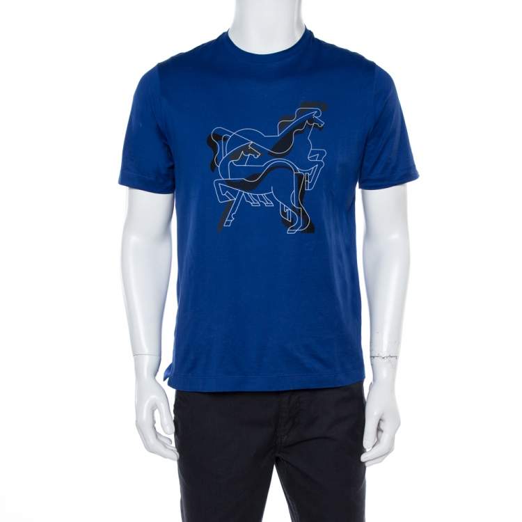 HERMÈS BRAZILIAN HORSE PRINT T-SHIRT IN BLUE – Caroline's Fashion