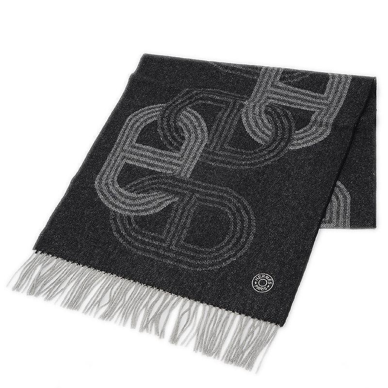 HERMÈS FRINGE CIRCUIT 24 GRAY CASHMERE UNISEX SCARF – Caroline's