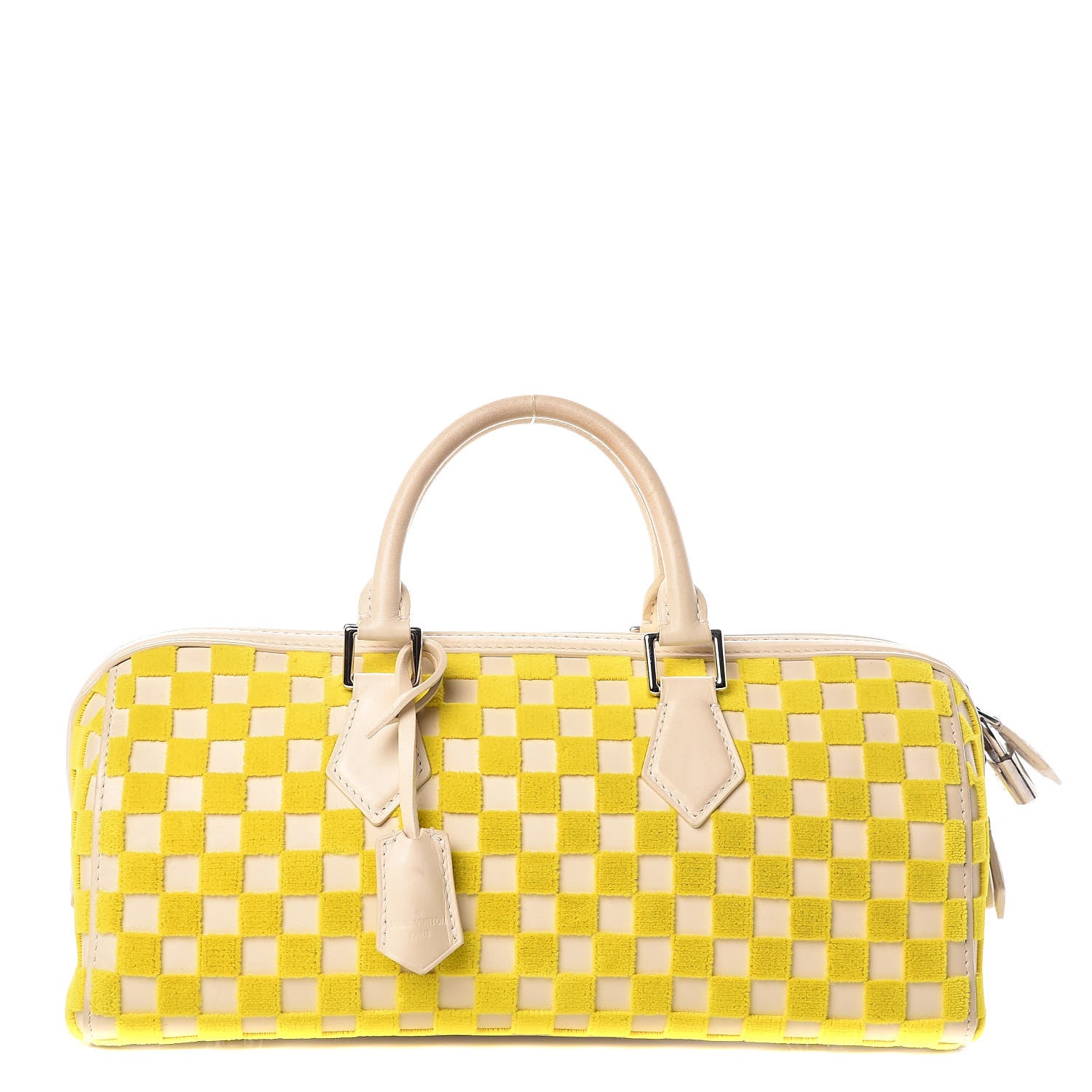 Louis+Vuitton+Speedy+Cube+Shoulder+Bag+Yellow+Leather+Damier+