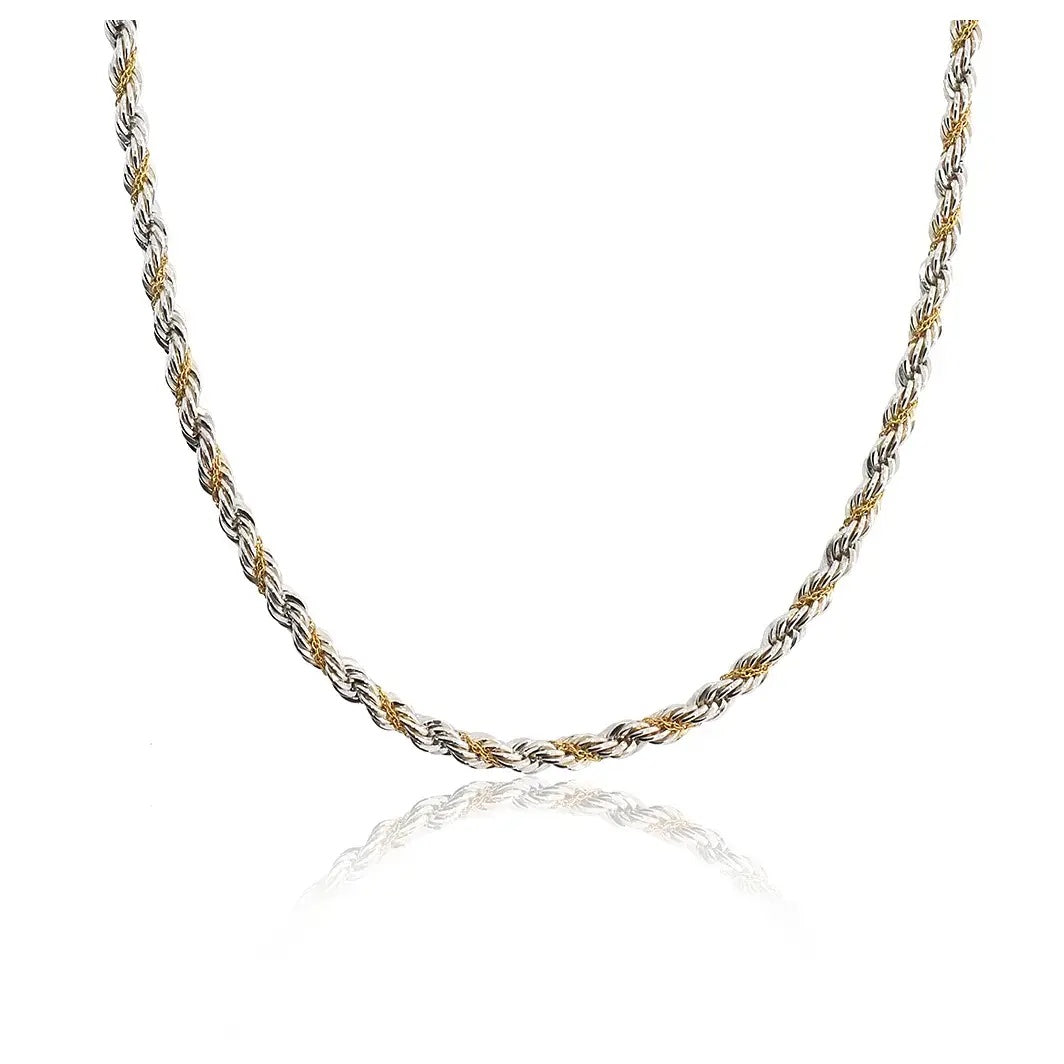 TIFFANY & CO. STERLING SILVER AND 18K GOLD TWIST CHAIN NECKLACE