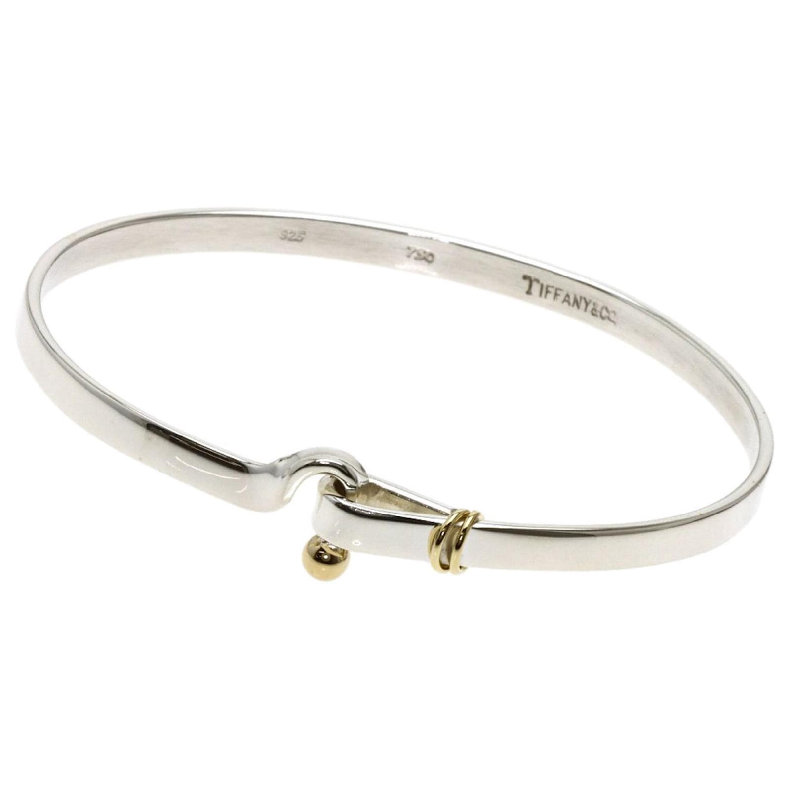 TIFFANY & CO. VINTAGE TWO-TONW HOOK & EYE BANGLE BRACELET
