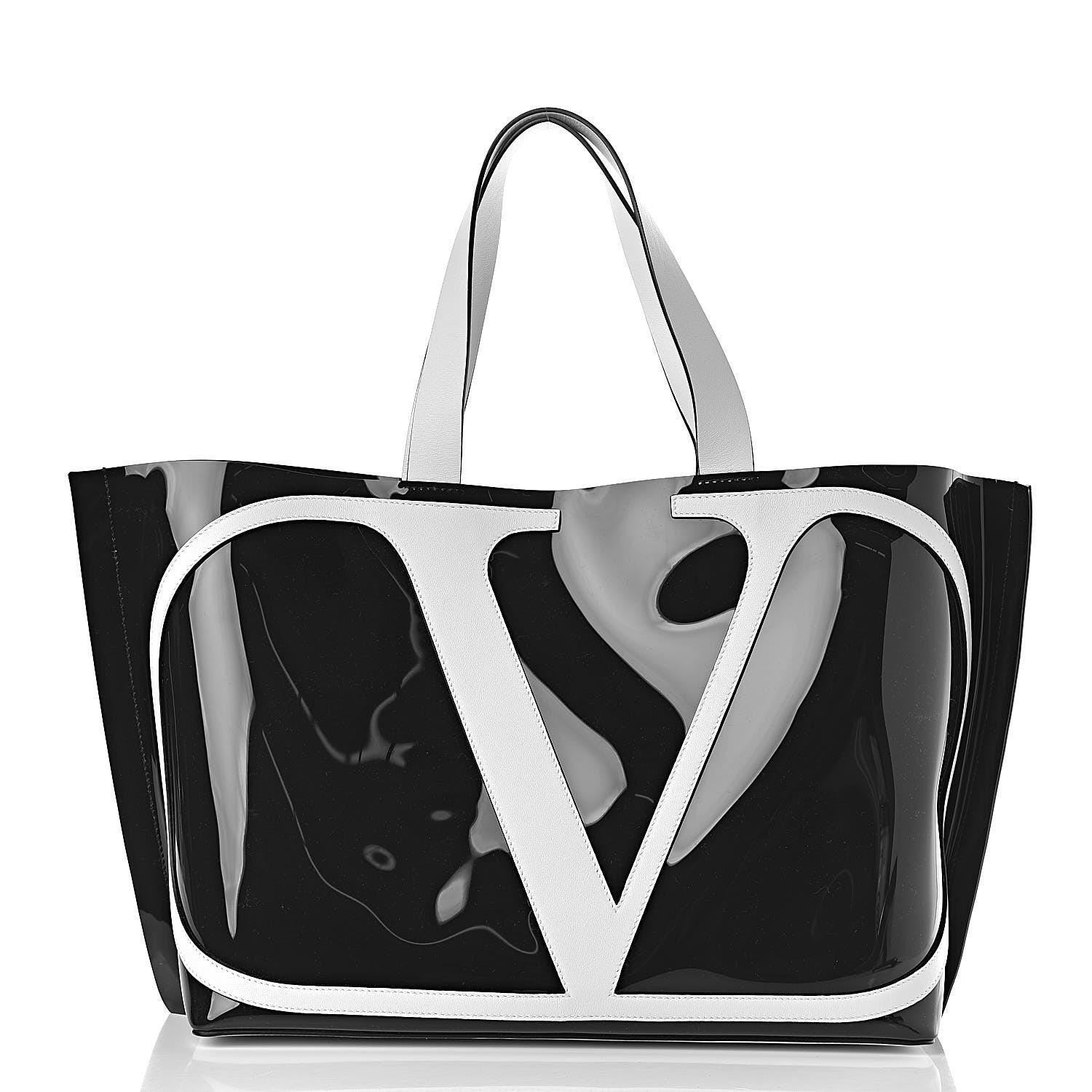 VALENTINO LARGE V-LOGO PVC SHOPPER TOTE BAG