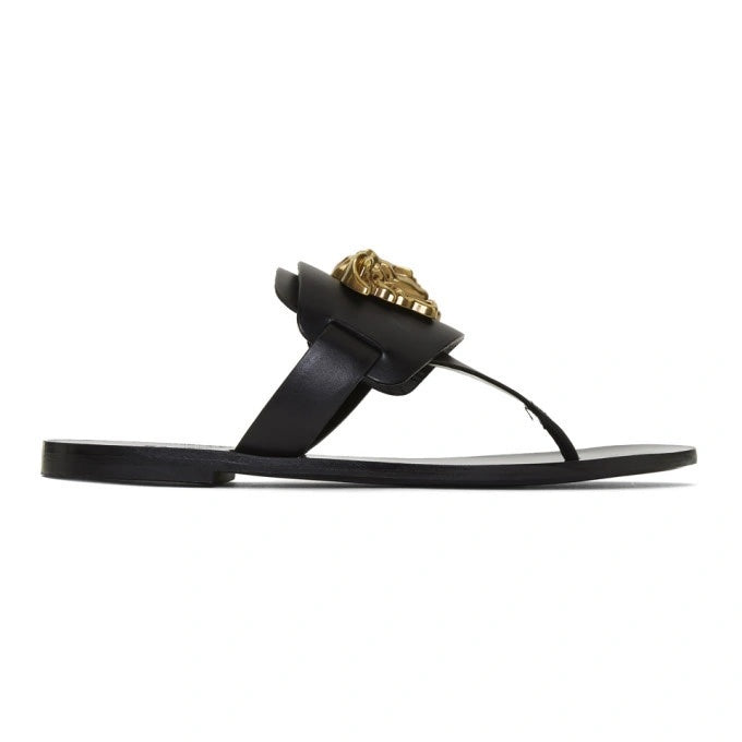 VERSACE PALAZZO THONG LEATHER SANDALS – Caroline's Fashion