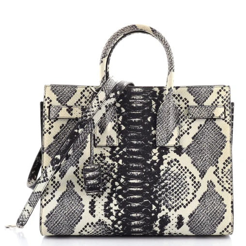 SAINT LAURENT PYTHON EMBOSSED SMALL SAC DE JOUR TOTE BAG