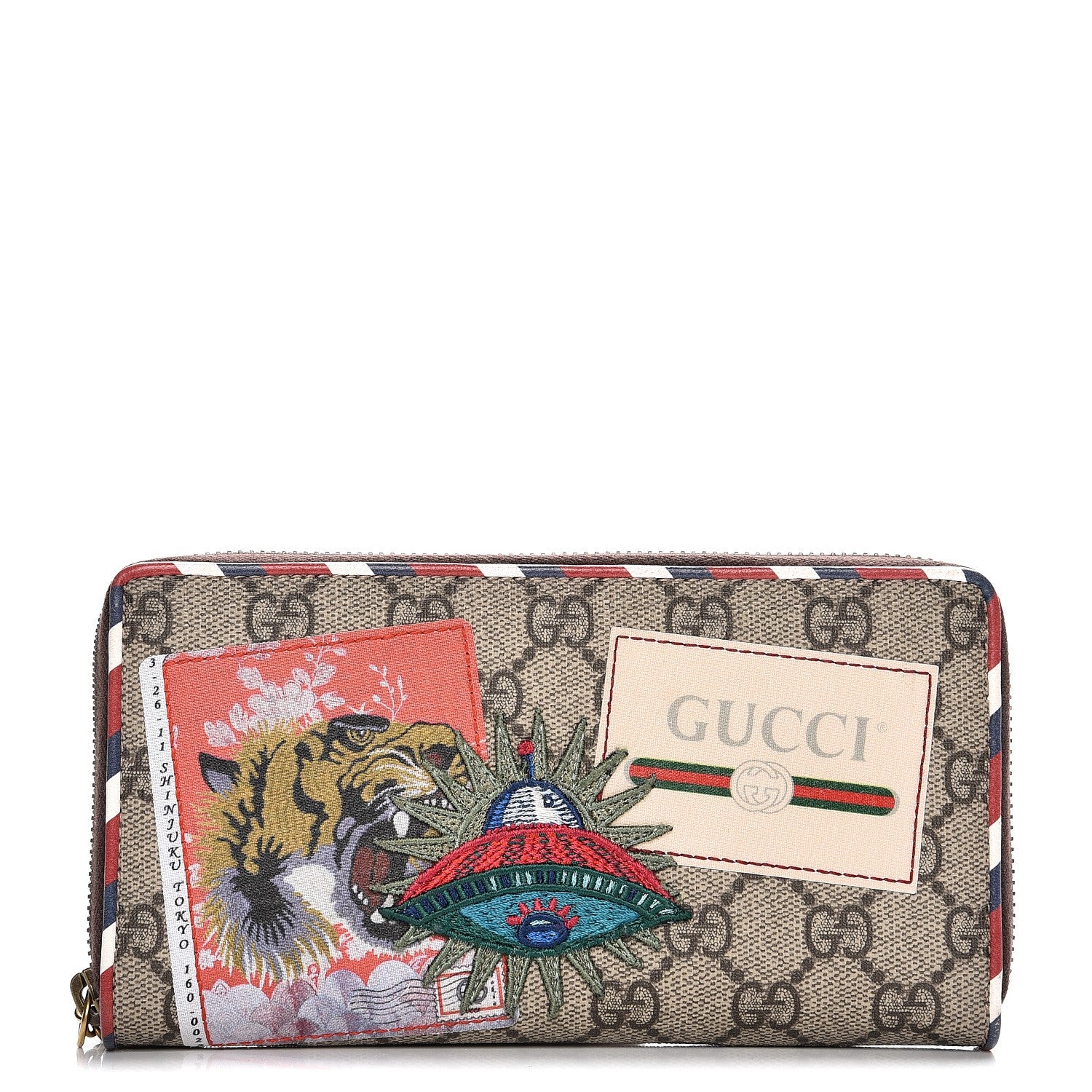 Gucci GG Supreme Monogram Courrier Embroidered UFO Zip Around
