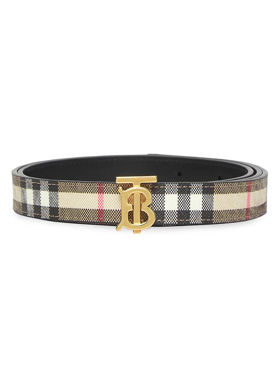 BURBERRY TB REVERSIBLE CHECK & LEATHER BELT – Caroline display picture 3