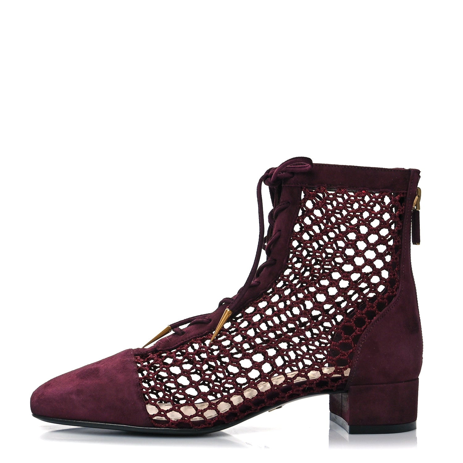 Naughtily-d lace up boots Dior Burgundy size 38 EU in Suede - 26401541