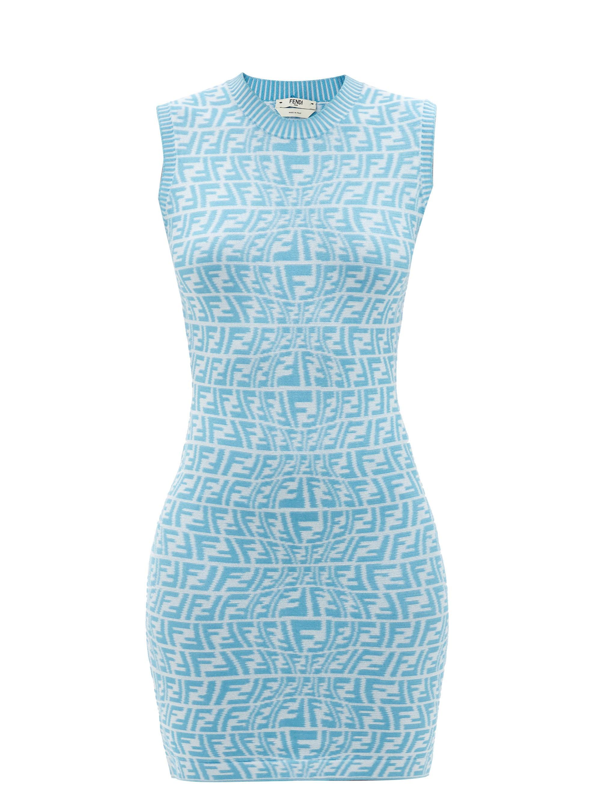 Vertigo Dress Fendi Yellow Dress FENDI Summer Vertigo Blue Logo Dress