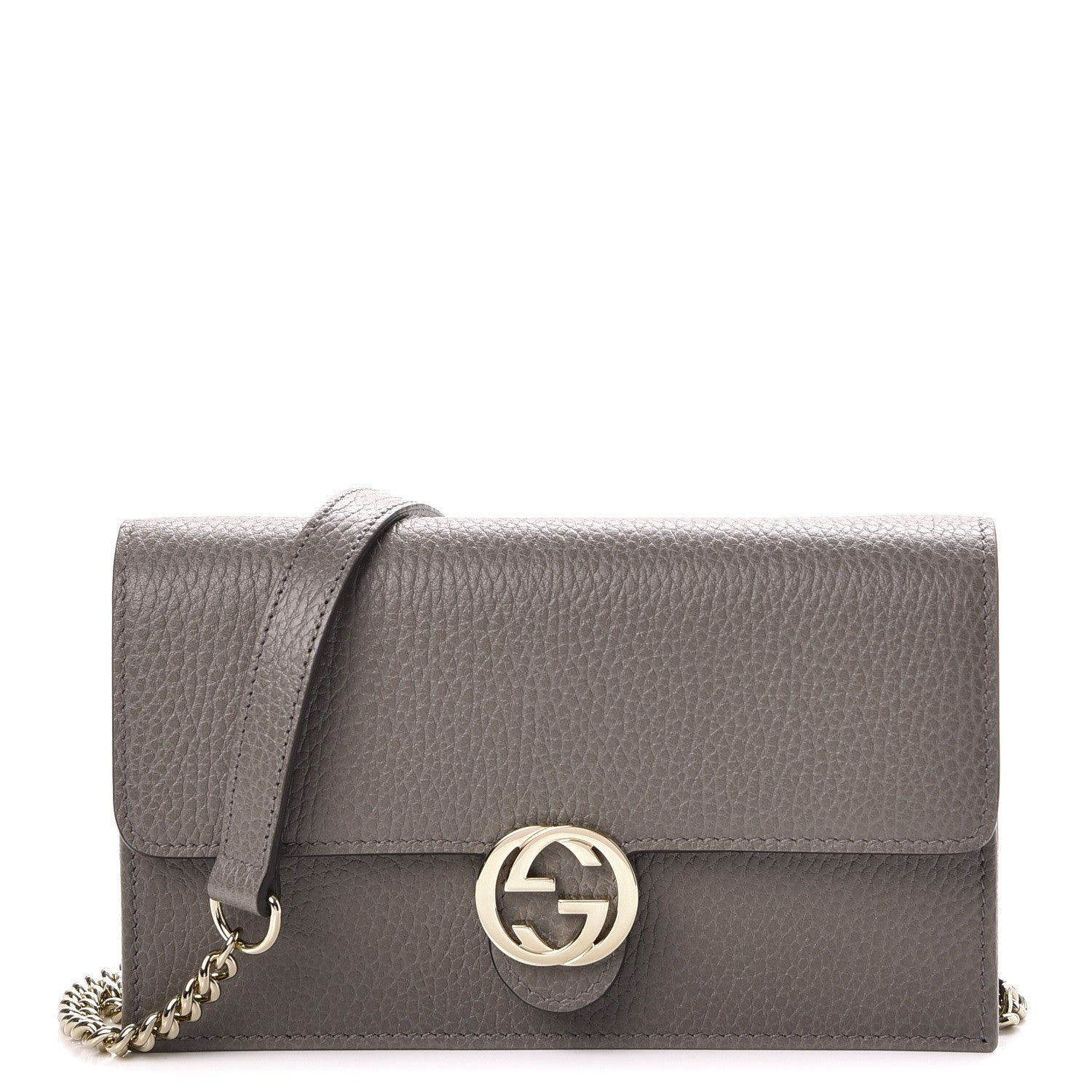 Gucci Interlocking Wallet on Chain Crossbody Bag/ Grey