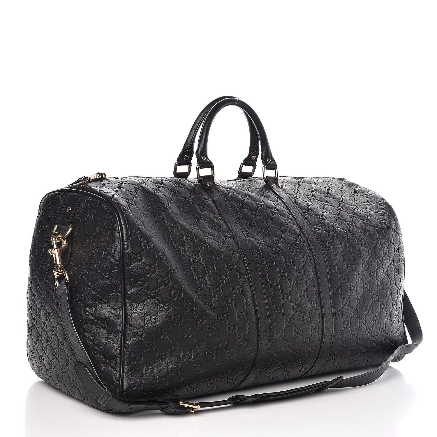 GUCCI BLACK EMBOSSED LEATHER DUFFLE – Caroline's Fashion Luxuries