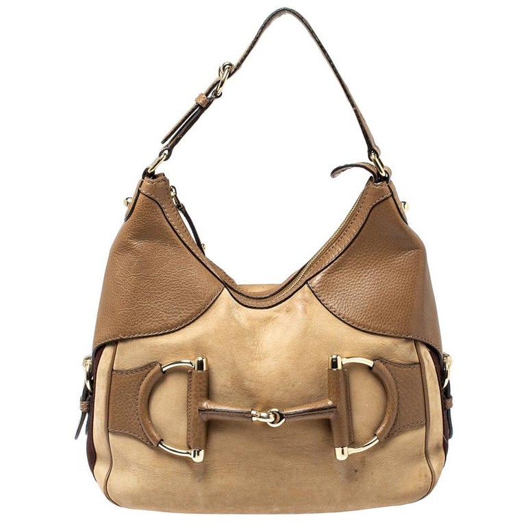 Gucci Heritage Horsebit Hobo Bag, Brown Leather