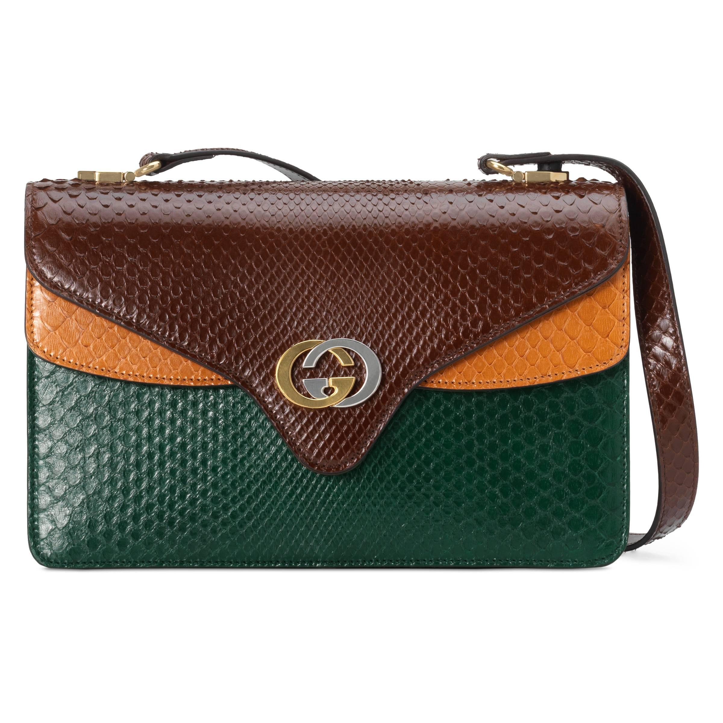 GUCCI GG PYTHON TRICOLOR ACCORDION SHOULDER BAG Caroline s