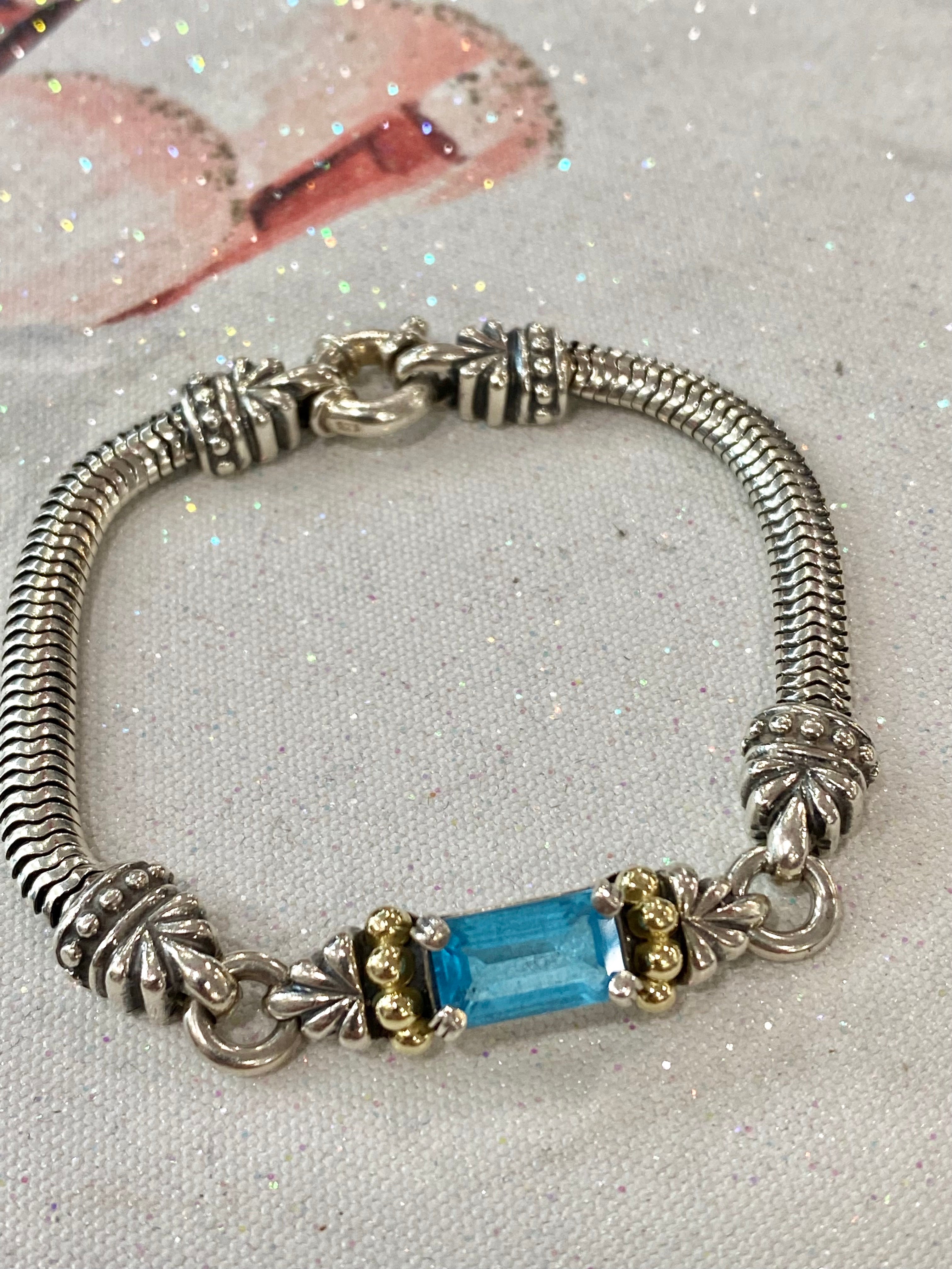 LAGOS VINTAGE CAVIAR SILVER BLUE TOPAZ BRACELET Caroline s