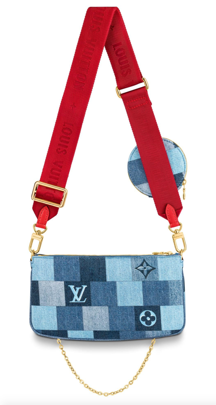 Louis Vuitton Multi Pochette Accessoires Denim Monogram Check Blue