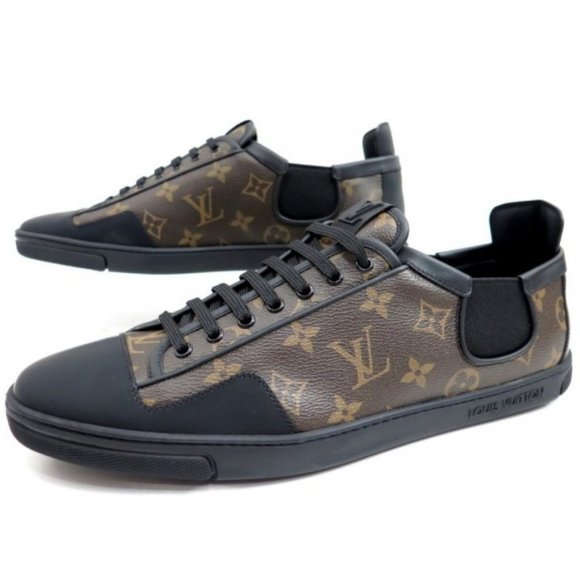 Louis Vuitton Brown Monogram Canvas And Black Leather Slalom Low Top  Sneakers Si at 1stDibs