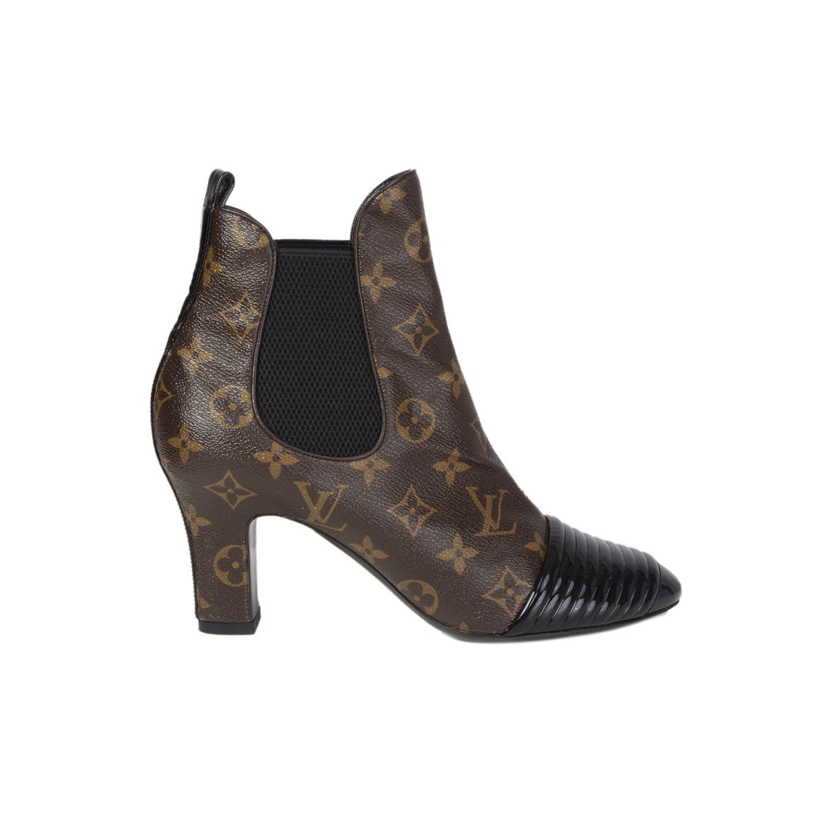 Louis Vuitton Brown/Black Monogram Canvas And Patent Revival Ankle