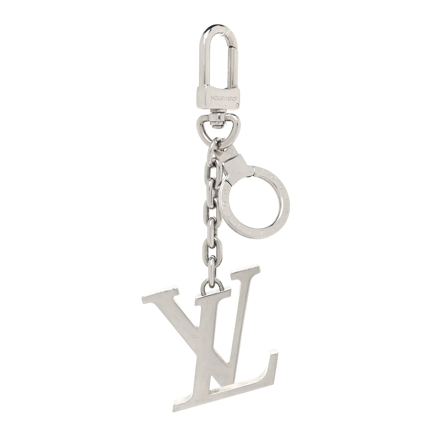 Louis Vuitton LV initials Key Holder and Bag Charm Silver Metal