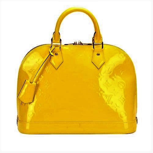 Brea MM Yellow Vernis Leather Shoulder Bag (Authentic Pre-Owned