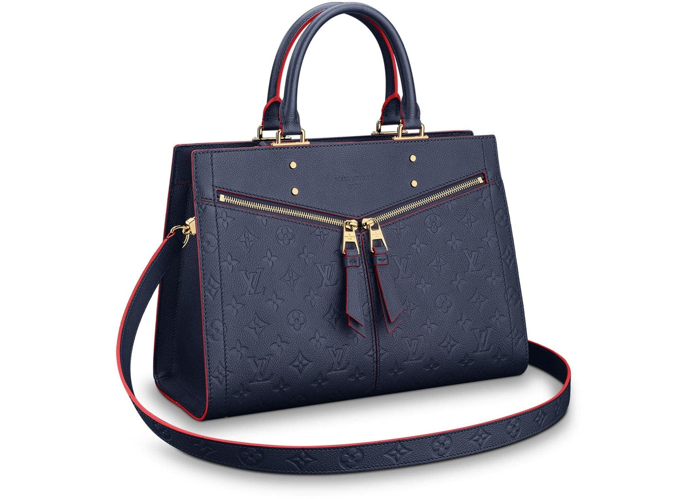 Louis Vuitton Blue Marine Calfskin Leather Monogram Double V