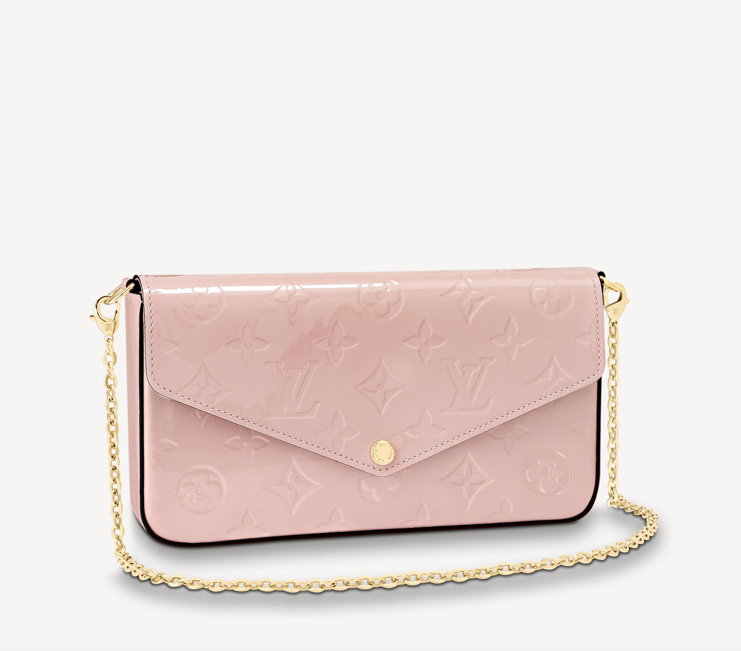 Louis Vuitton Vernis Pochette Felicie Chain Wallet Rose Ballerine