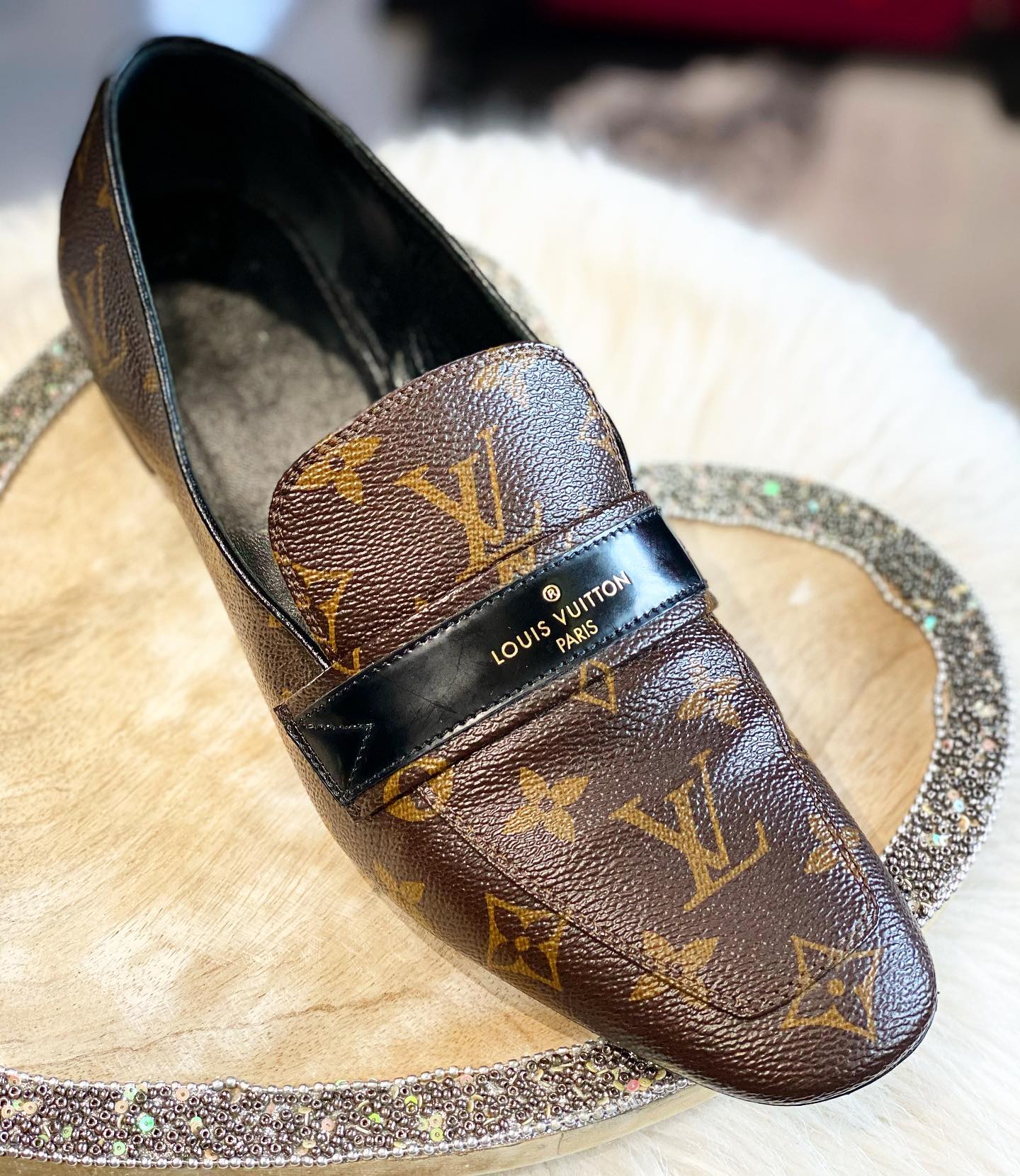 gold louis vuitton loafers