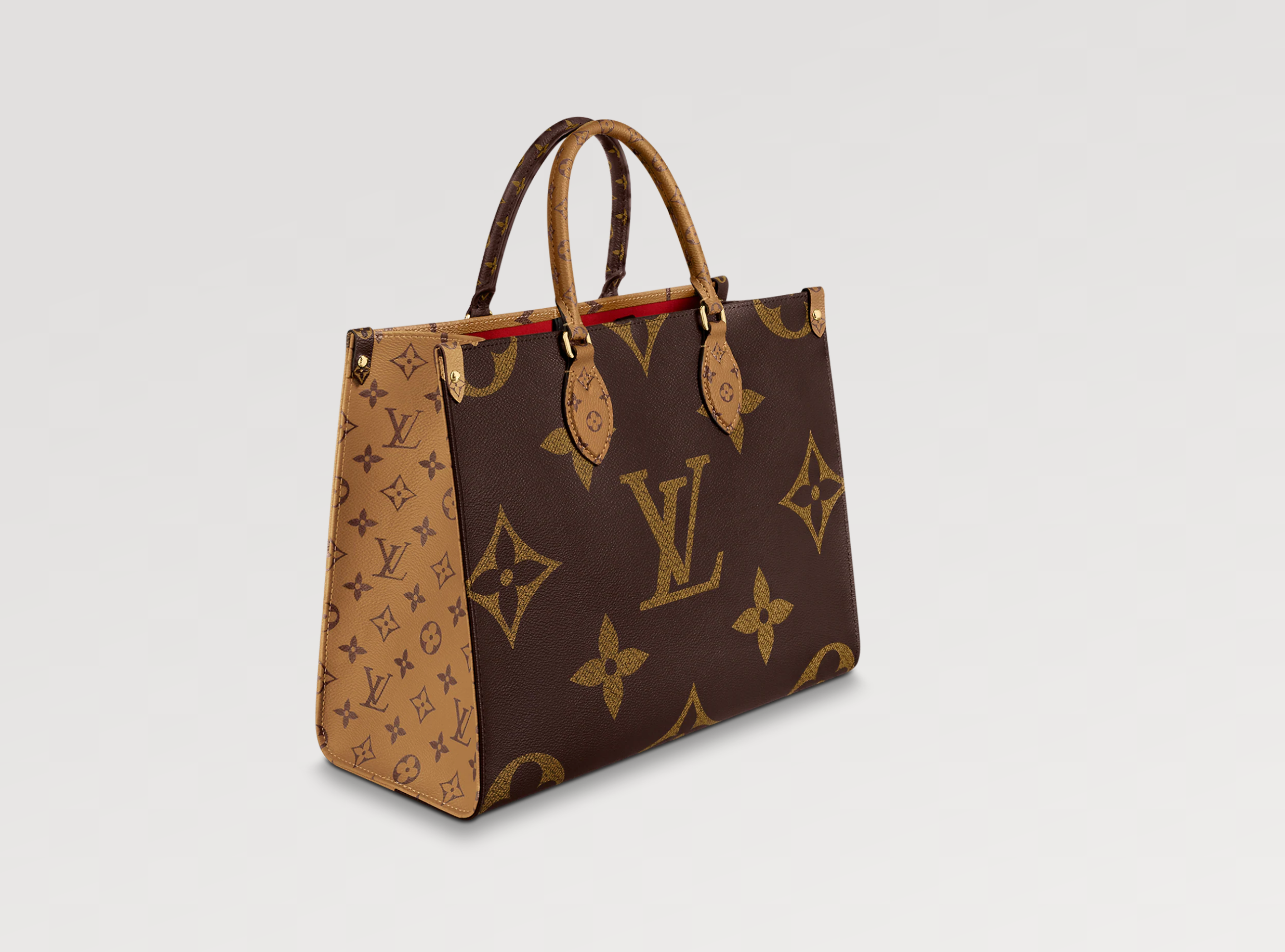 Louis Vuitton on The Go mm Coated Canvas Tote Bag,Brown