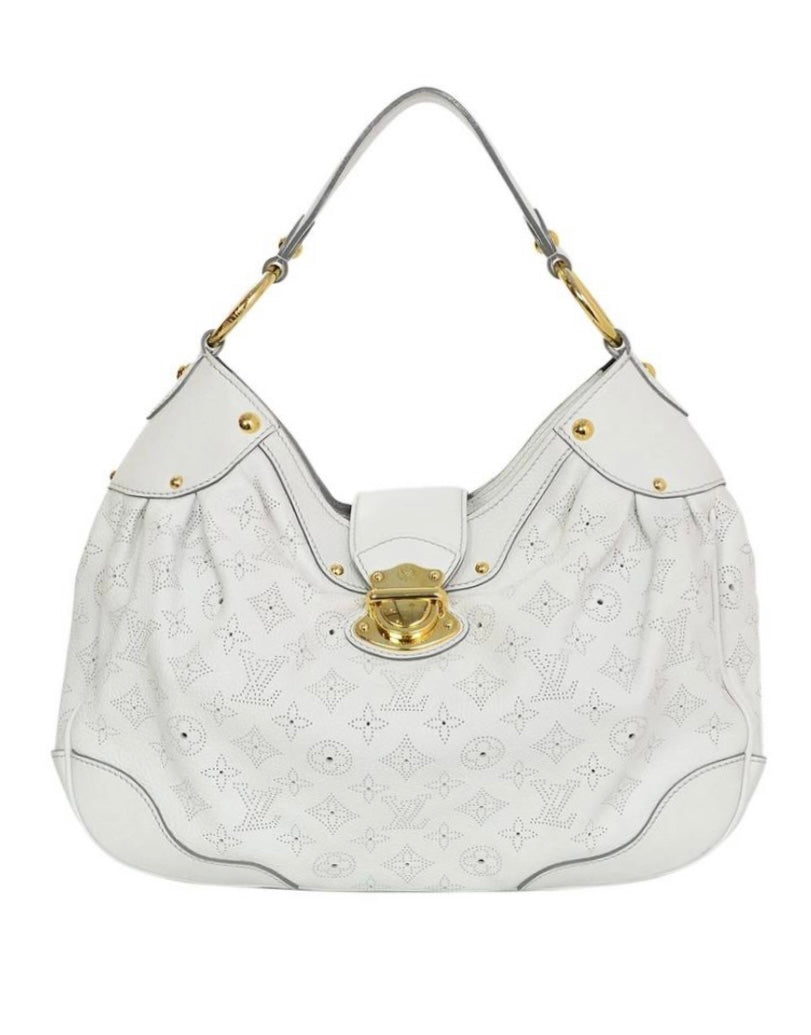 Louis Vuitton Carmel Mahina Hobo Bag Cream in Calfskin Leather