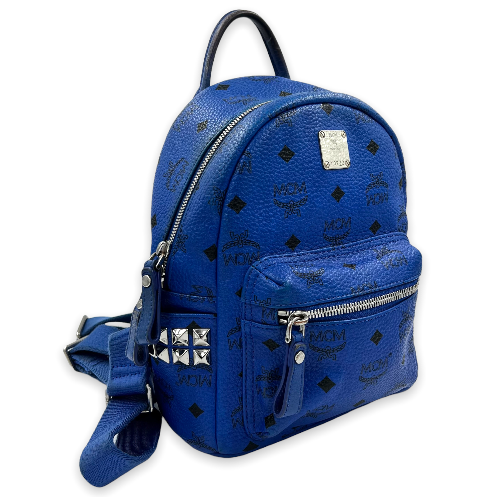 MCM Backpack Visetos Medium Estate Blue in Leather/Nylon with Silver-tone -  US