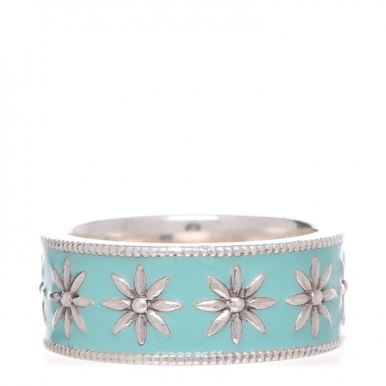 TIFFANY STERLING SILVER ENAMEL DAISY BAND RING
