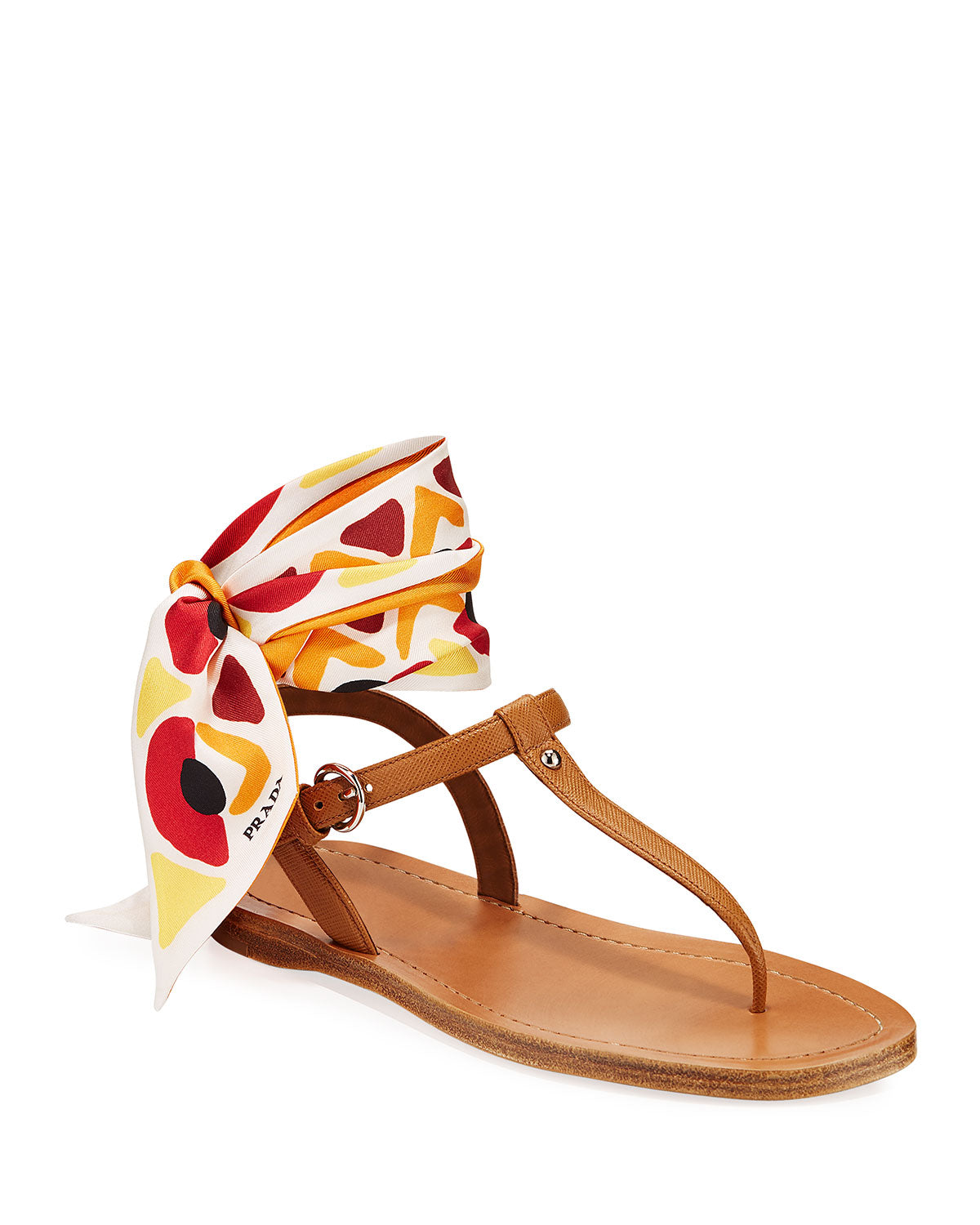 Prada Saffiano Leather Sandals With Scarf Tie Caroline s Fashion