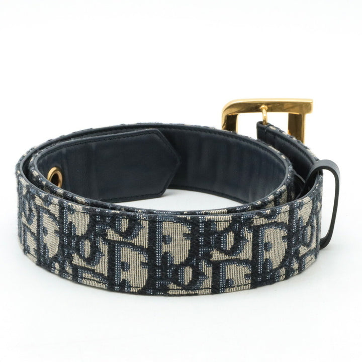 CHRISTIAN DIOR OBLIQUE DIORQUAKE JACQUARD &amp; LEATHER BELT