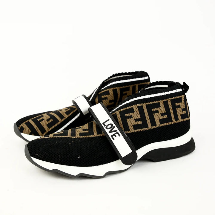 FENDI FOREVER FENDI ROCKOKO FF JACQUARD STRETCH KNIT SNEAKERS